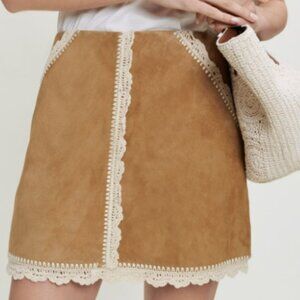 Maje suede skirt with crochet trim size 36 (US size: Small)